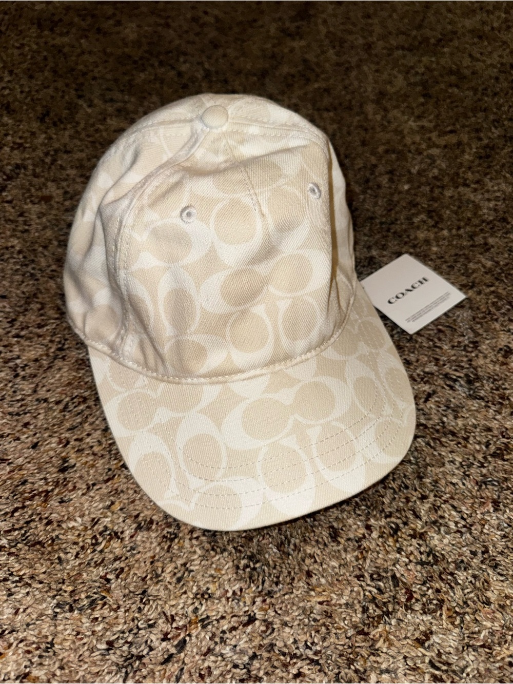 Coach Cream Signature Logo Baseball Cap